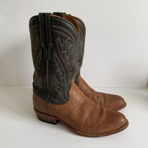 TECOVAS THE QUINTIN Men's Size 10D Genuine Leather Vamp Shark Cowboy Western